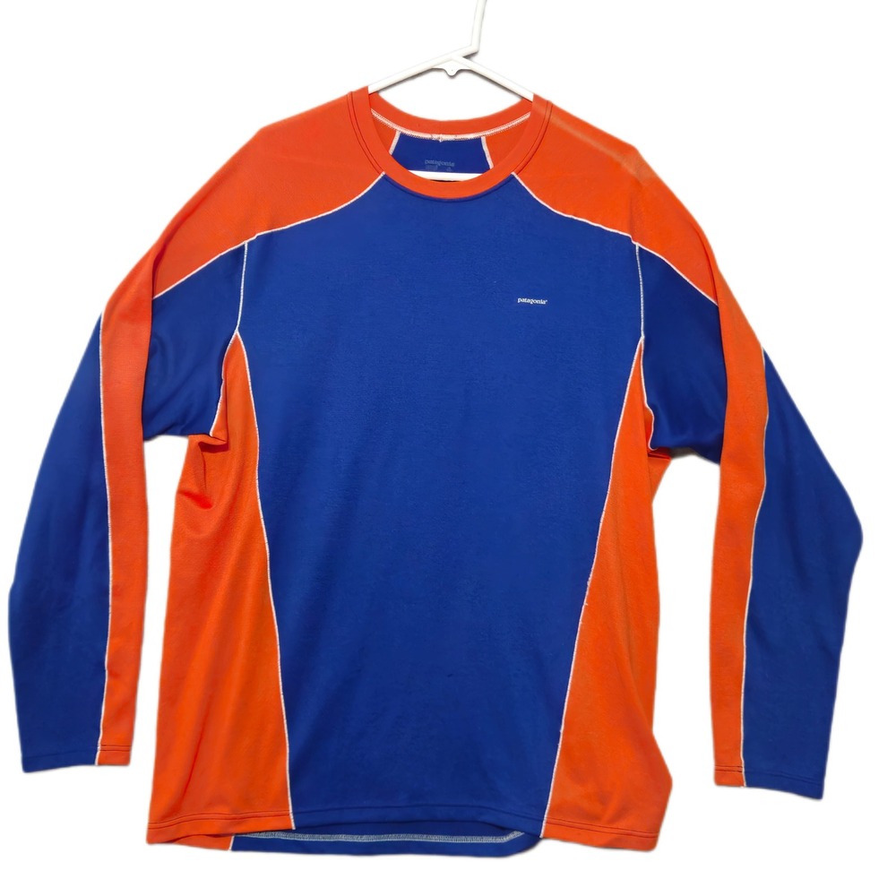 Patagonia Capilene 3 Midweight Mens XL Blue Orange Colorblock Base Layer Top